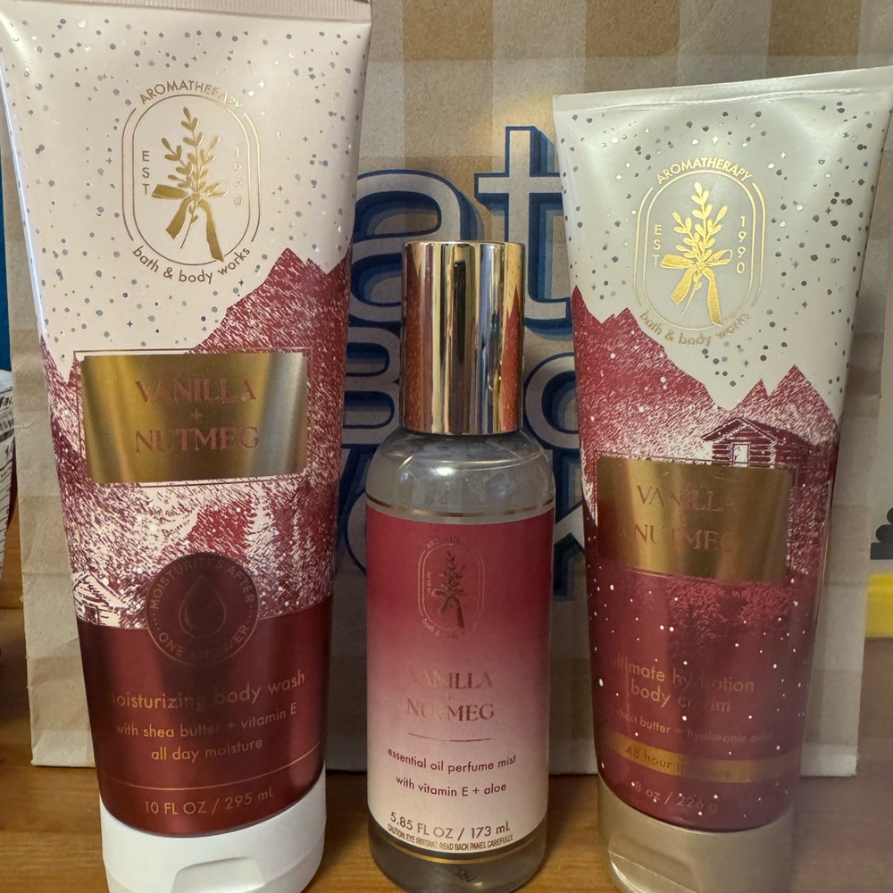 Aromatherapy Vanilla Nutmeg Bath & Body Works Set of 3 NEW
